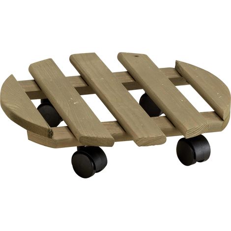 Carrellino Portatutto Vasi Fioriere Ø35 cm in Legno Tortora