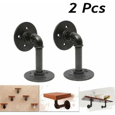 XEPHO Support de support de tuyau d'eau noir 2 - 15x8cm, support de stockage en bois massif en fer forgé pour salle à outils