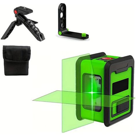 Niveau à bulle infrarouge portable mini, à lumière verte, à 2 lignes, de haute précision et à forte puissance lumineuse.