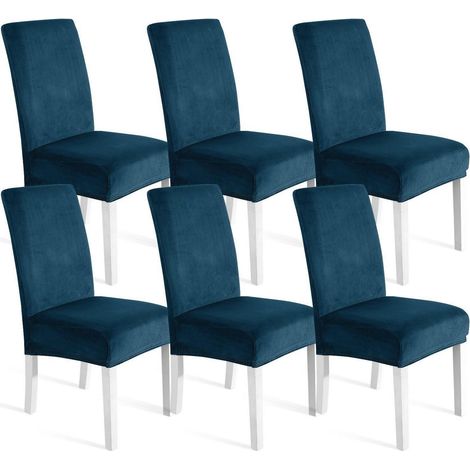 Stuhlhussen Samt 6er Set, Universale Stretch Hussen, Waschbar, Türkis (1/5)