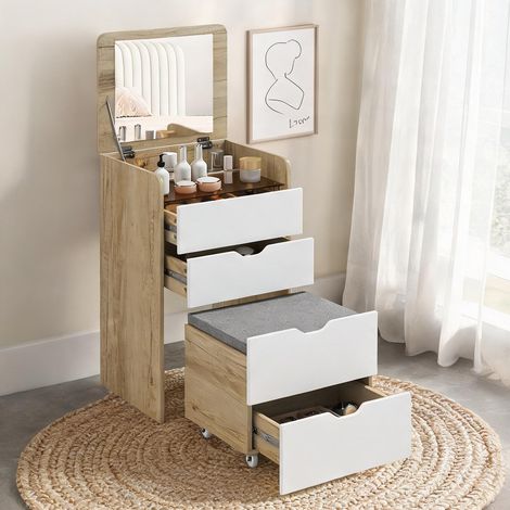 Coiffeuse coloris blanc Oak en MDF 50 x 40 x 78 cm (1/5)