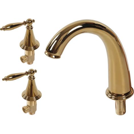 Mitigeur lavabo 3 trous en laiton, robinet à deux poignées séparées, or européen pour salle d'eau, finition dorée (1/5)