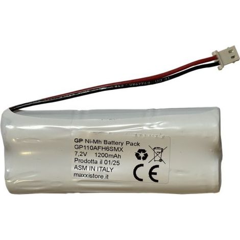 GP Pacco batteria Ni-Mh 7,2V 1200mA ricaricabile per Getronic GT 2200 Casa Alarm