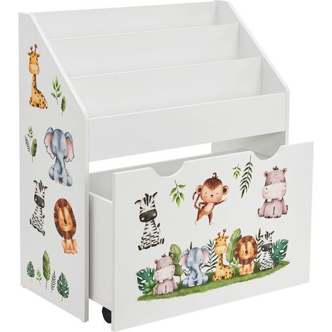 Libreria per bambini con 3 scomparti e scatola per giocattoli