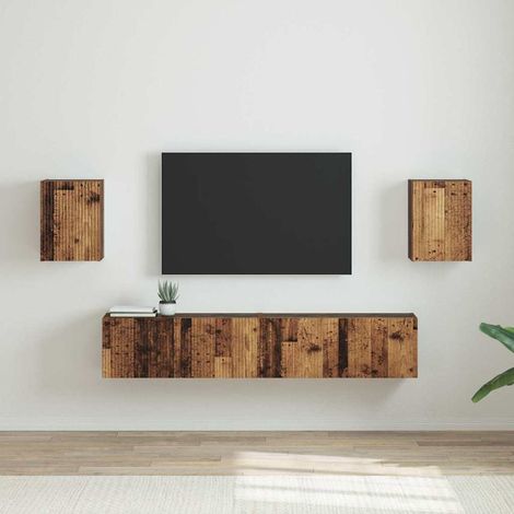 Mueble de TV Montado en la Pared 2 pcs Madera Vieja