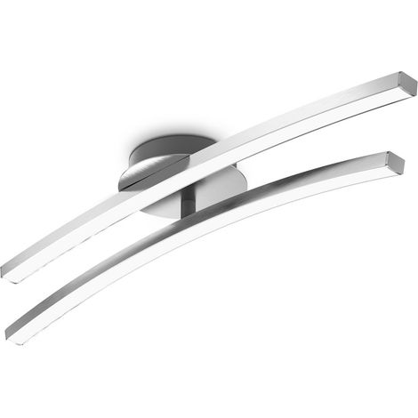 B.K.Licht Plafonnier LED 12W LED orientable 960Lm 3000K blanc chaud lampe plafond aluminium brossé salon salle à manger cuisine (1/5)