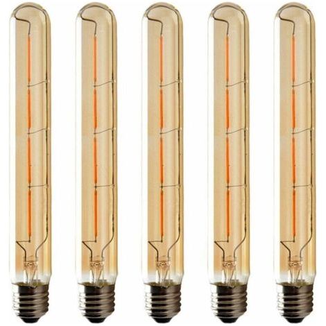 Lot de 5 Ampoules T225 Long Tube, Filament LED Edison, 6W Culot E27 Blanc Chaud, Verre Ambré Pour Décorative Ampoule, AC 220-240V (1/5)