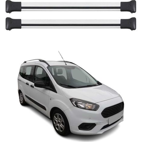 OMAC Barres de toit en aluminium pour Ford Transit Courier / Tourneo Courier I 2014-2023 – TÜV / DIN 75302:2019 – Charge max 75 kg – 2 barres Argent (1/4)