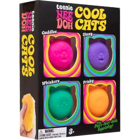 Ensemble de 4 jouets anti-stress NeeDoh Cool Cats - Jouet sensoriel doux et anti-stress - Cadeau chat mignon