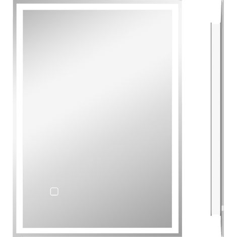 Espejo de baño LED con interruptor táctil, blanco, 50 x 70 x 4 cm, HOMVRA (1/5)
