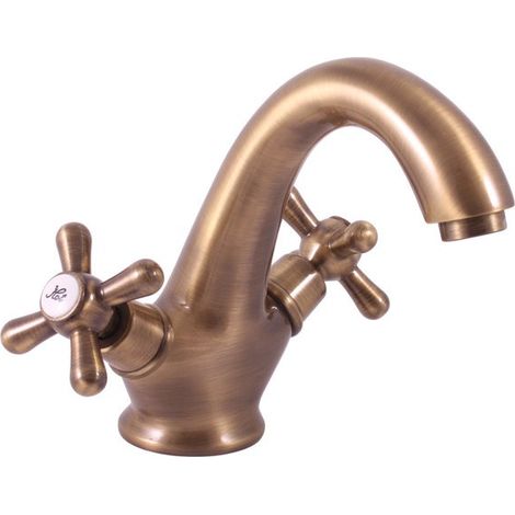 Mélangeur lavabo rétro MORAVA en laiton bronze-Bronze-Bronze-18 -- (1/5)