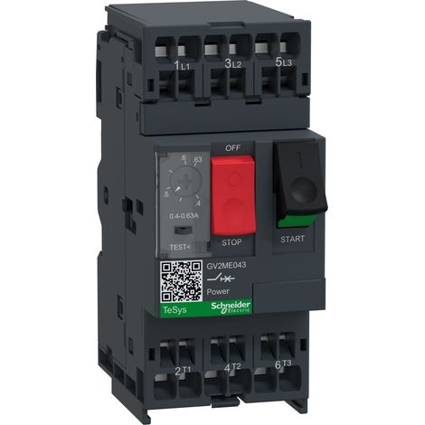 TeSys GV2ME - disj. moteur - 0,4..0,63A - 3P 3d - déclencheur magnéto-thermique - GV2ME043 (1/4)