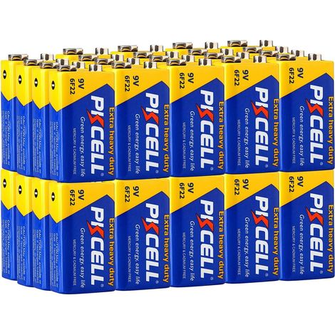 Piles 9V 6F22 Carré Longue Durée, Équivalent de 1604A- Lot de 40 Faible auto-décharge pour Détecteurs de Fumée ou Incendie,Multimètre,Voiture Télécommandée (1/5)