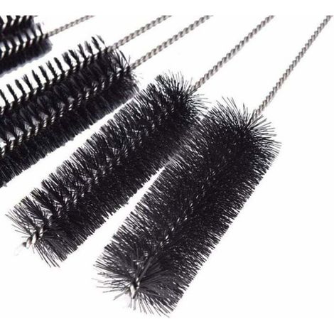 Brosses de nettoyage pour tuyaux - - Lot de 13 - Nylon - Acier inoxydable - Noir - Diamètres variés (1/4)