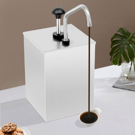 Distributeur de Sauce Soja 4L en Acier Inoxydable 304 Pompe Manuelle pour Condiments Station de Distribution Simple Tête Capacité .05 Gallon (1/5)