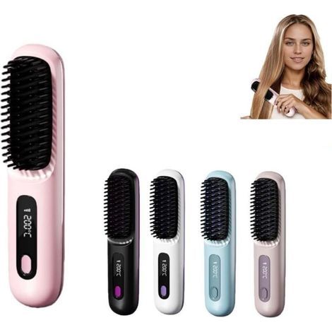 Brosse Cocoony pour Cheveux Courts Brosse, Lissante Rechargeable Portable, Un Volume Coiffe en 2 Minutes (Rose) (1/5)