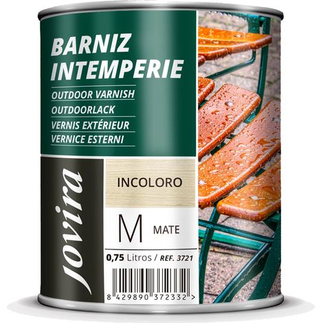Vernis Extérieur Transparent. Décore et embellit tous les types de bois à l'extérieur, tables, chaises, meubles, bateaux, terrasses Mat, 750 Millilitres (1/5)