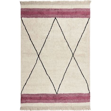 Teppich AFSAR Hellbeige 140 x 200 cm Baumwolle