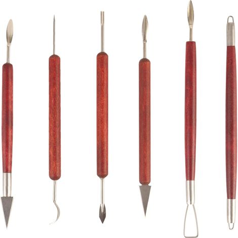 Ensemble d'outils de sculpture en argile à double extrémité, outils de sculpture en poterie de 6 pièces pour argile sèche à l'air polymère, modélisation en céramique professionnelle, découpe
