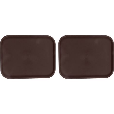2er-Pack stapelbare, rechteckige Fast-Food-Tabletts aus leichtem, rutschfestem PP-Kunststoff für Restaurants und Cafés, braun (1/5)
