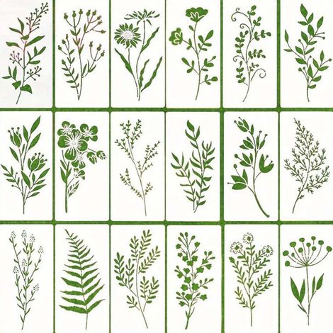 Pochoir Fleurs - Pochoir Peinture Grand Format pour Clôture Bois Jardin Mur Sol Mobilier - 18 Pièces (1/5)