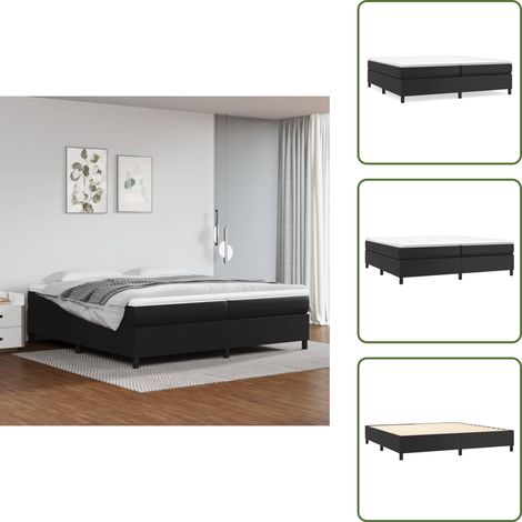 Bettgestell Schwarz 200x200 cm Kunstleder - Bettestel - Doppelbett - Kunstlederbett - Schwarzes Bett - Boxspringbetten (1/5)