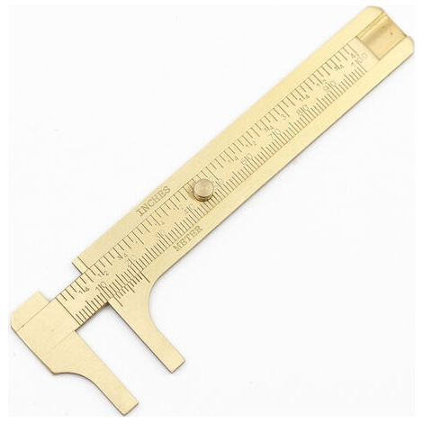 Pied à Coulisse Vernier en Laiton Règle de Poche Mini Étrier Coulissant en Alliage de Cuivre Double Échelle pour Mesurer Pierres Précieuses Gemmes et Bijoux 10CM (1/5)