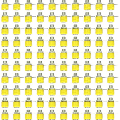Lot de 100 connecteurs bananes 4mm jaunes, douilles de bornier traversantes pour connexions croisées (1/5)