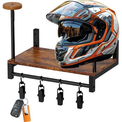 mural pour casque de moto 41 x 33 5 x 21 cm en bois avec