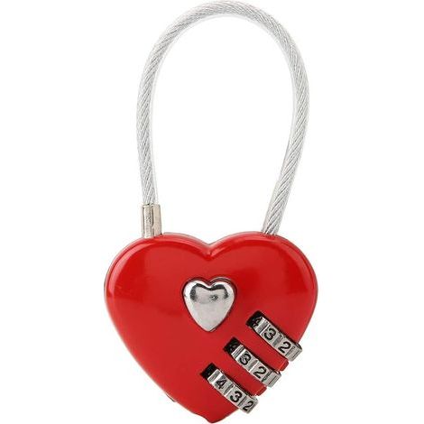 Paar herzförmige 3-stellige Zahlenschlösser für Gepäck, Passwortsicherheit, Koffer, Rucksack, Schmuckkästchen, Spind, Kleiderschrank (Rot) (1/5)