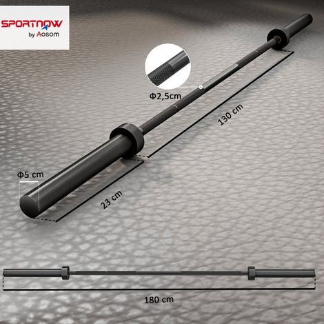 Bilanciere olimpico 180 cm in acciaio, portata 200 kg, nero OKMYHOME (1/5)