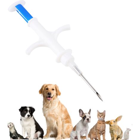 Puce d'identification RFID pour animaux domestiques - Transpondeur en verre 1,25x7mm avec applicateur - Pour chien et chat (1/4)