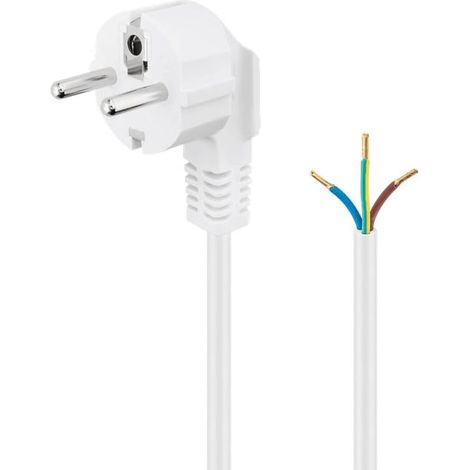 CABLEPELADO Cable alimentación CEE7 Enchufe Schuko a bornes Sección 0.75 mm² H05VV-F Apto para enchufes, regletas, Fuentes de alimentación, portalámparas Blanco 1.50 Metros (1/4)