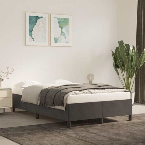 Cadre de lit 120 x 190 cm en velours gris foncé, avec lattes, sans matelas - PANGIVO (1/5)
