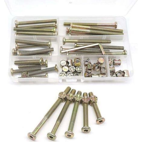 Kit Vis de Lit de Bébé 25-Set - Différentes Tailles M6x40mm/50mm/60mm/70mm/80mm (1/4)