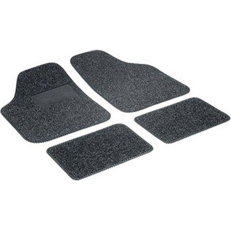 TRADE SHOP - Tappetini Auto Moquette 4 Pezzi Con Antiscivolo E Battitacco Salvascarpa -
