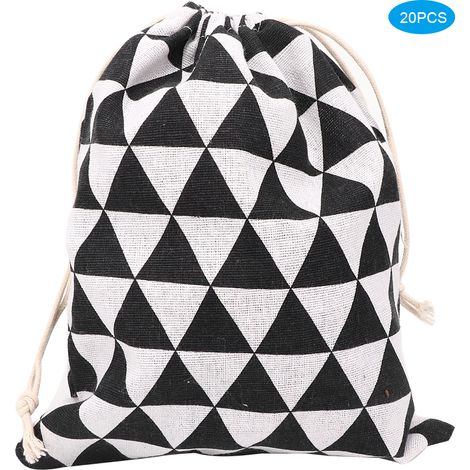 Lot de 20 sacs de rangement en coton blanc, 19 x 24 cm, grande capacité, à cordon. (1/5)