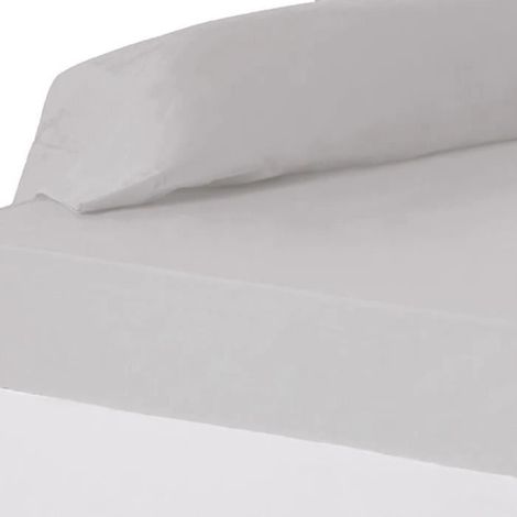 Drap-housse - JUANIO - 200 x 180 x 30 cm - Polyester-coton 52/48 114 g/m2 - Anti-acariens - Gris clair