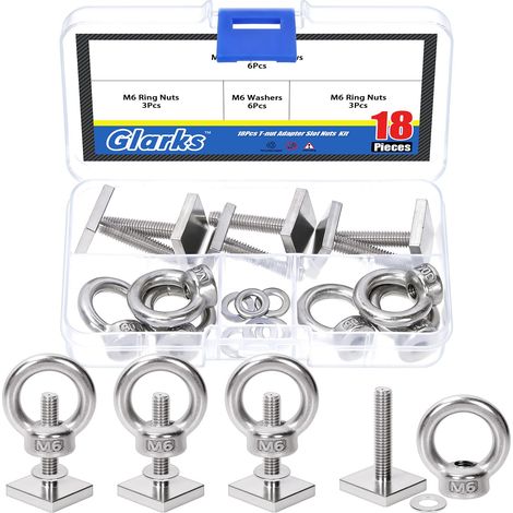 6 ensembles M6 x 30mm boulon de tête carrée avec écrou de levage et kits de rondelles, boulons de toit en acier inoxydable entièrement fileté, kit de vis de machine carrée pour machines (1/5)