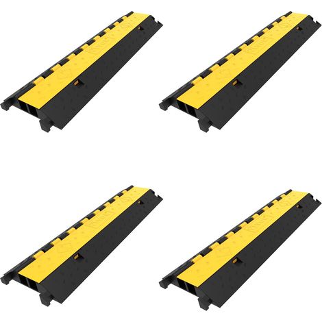 Rampe de Protection de Cable 103x25,5x5 cm, 2 Canaux Rampe de Cache-Cable Passe Cable Sol Protecteur de Cable Sol Goulotte Passe Cable Couvre Cable pour Parking Entrepôt Concert Scène Lot de 4 (1/5)