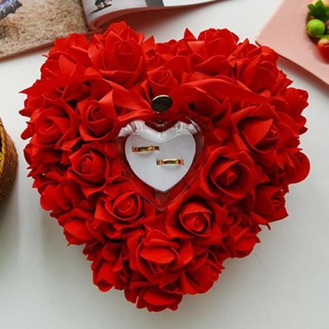 Boîte à Bague - LOLOLOO - Romantique - Rose - 24x24 cm - Élégante pour Mariage (1/3)