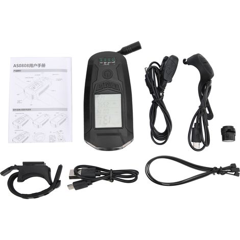 Feu avant vélo USB LED, klaxon avec affichage de puissance, lampe de cyclisme noire, éclairage de guidon. (1/5)