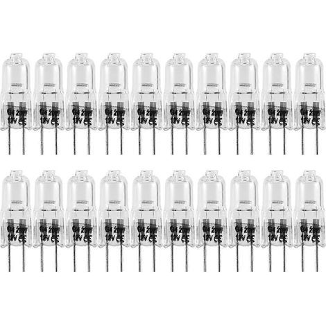 Packung mit 20 G4-Halogenlampen, 20 W, 12 V, 2 Pins, klar, für Herdbeleuchtung und Signalbeleuchtung. (1/5)