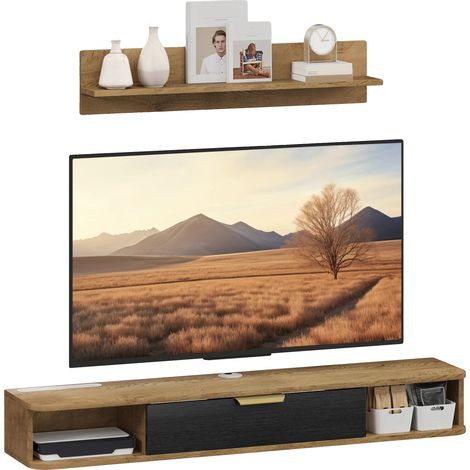 Meuble TV, Style Moderne, Rangement Polyvalent, Chêne (1/5)