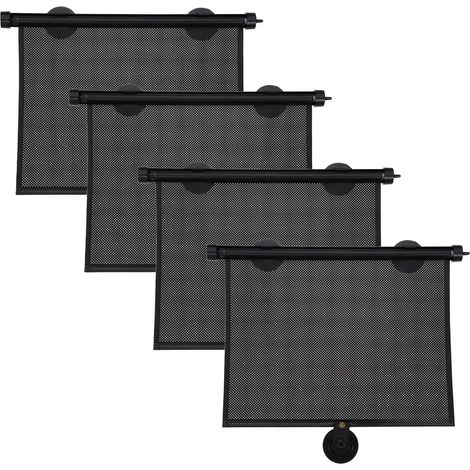 4Pcs Store À Rouleau À Ventouses, 40 x 45cm Store Rétractable pour Fenêtre Latérale De Voiture, Protège Contre Les Rayons, L'Éblouissement Et La Chaleur, pour Protection De La Vie (1/5)