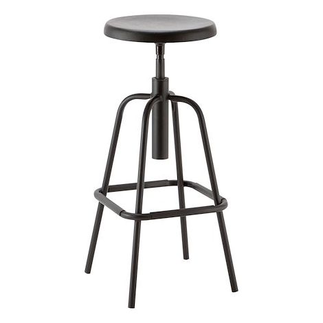 Tabouret Industry réglable en hauteur avec pied métal et repose-pied - Maxiburo