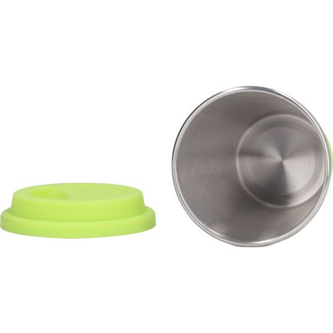 Gobelet en acier inoxydable 304 avec manchon isolant en silicone pour enfants, école, bureau et maison (manchon vert) (1/5)