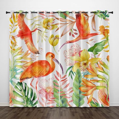 Rideau occultant Exquis, Motif Animal, Oiseau, Plante, 140 x 160 cm, Super Doux pour Chambre à Coucher, Rideau occultant à œillets pour décoration de Chambre d'enfant - W 55 x H 63 Inch (2 x 28 x 63 I (1/5)