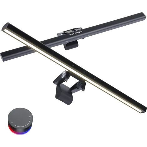 Barre lumineuse de moniteur, prise dynamique RGB, luminosité réglable, plage de température de couleur 2800K-6500K, fonctionnant sur batterie, dimensions 15 x 3 x 4 cm
