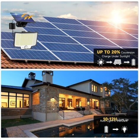 Lampe solaire d'extérieur pour jardin , 2 unités , capteur IP65 , 270° , 3 modes , éclairage solaire d'extérieur , projecteur , éclairage extérieur , porche , garage (1/3)
